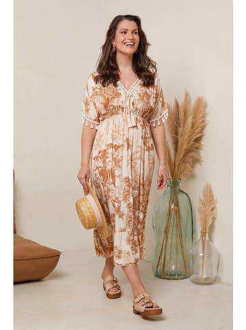 Curvy Lady Kleid in Camel/ Creme
