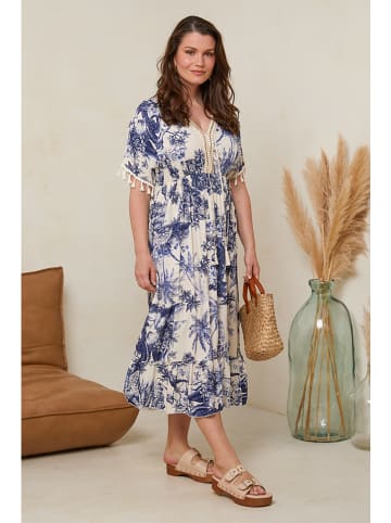 Curvy Lady Jurk donkerblauw/crème
