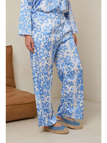 Curvy Lady Broek lichtblauw/crème