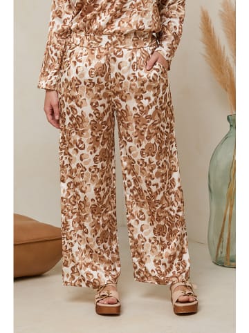 Curvy Lady Spodnie w kolorze karmelowo-kremowym