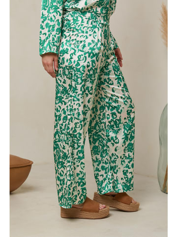 Curvy Lady Broek groen/crème