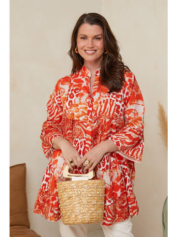 Curvy Lady Tuniek oranje/wit