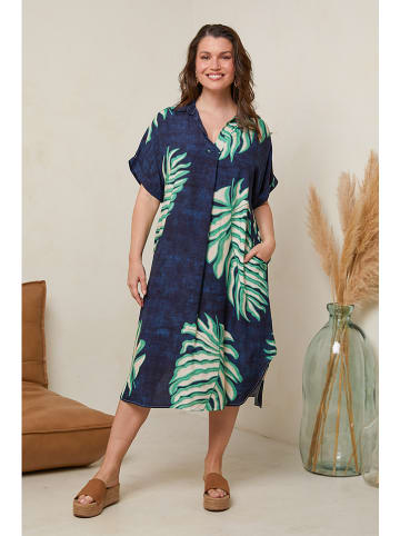 Curvy Lady Kleid in Dunkelblau/ Türkis