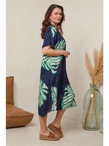 Curvy Lady Kleid in Dunkelblau/ Türkis