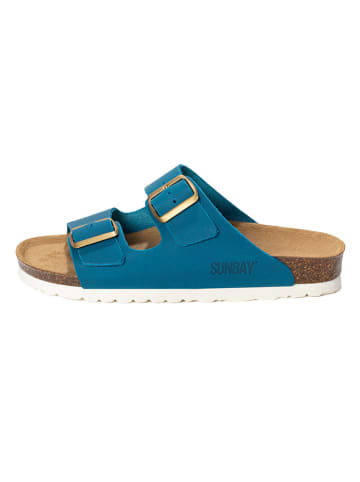 Sunbay Leder-Pantoletten "Trefle" in Blau