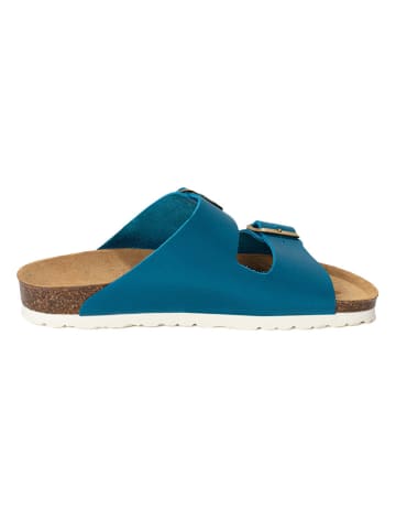 Sunbay Leren slippers "Trefle" blauw