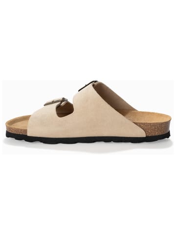 Sunbay Leren slippers "Trefle" beige