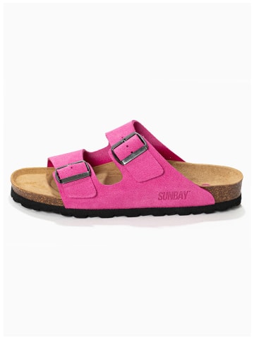 Sunbay Leder-Pantoletten "Trefle" in Fuchsia