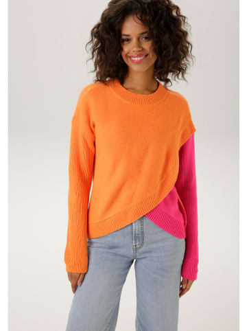 Aniston Pullover in Orange/ Pink