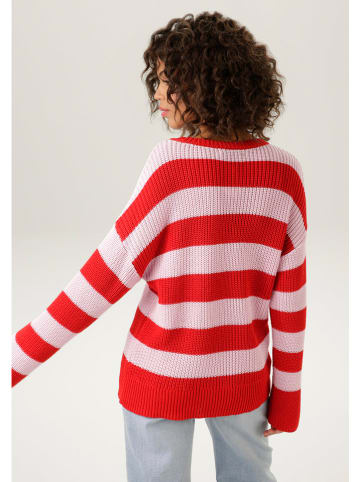 Aniston Sweter w kolorze czerwono-jasnoróżowym