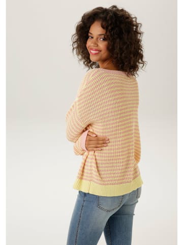 Aniston Pullover in Gelb/ Rosa