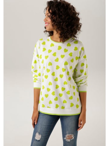 Aniston Sweatshirt wit/groen