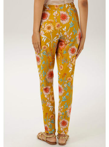 Aniston Spodnie w kolorze musztardowym ze wzorem