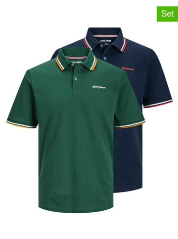 Jack & Jones 2er-Set: Poloshirts in Dunkelblau/ GrÃ¼n