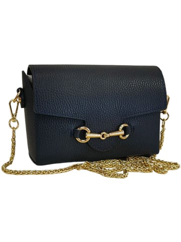 ORE10 Leren schoudertas donkerblauw - (B)19 x (H)13 x (D)5 cm