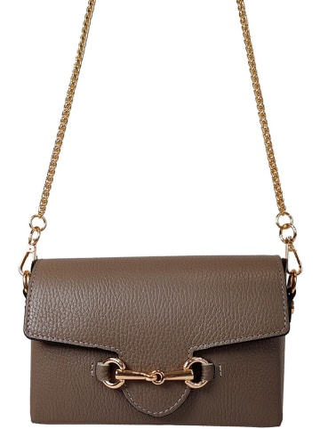 ORE10 Leder-Umhängetasche in Taupe - (B)19 x (H)13 x (T)5 cm