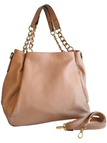 ORE10 Skórzany shopper bag w kolorze jasnoróżowym - 27 x 45 x 15 cm