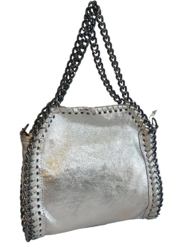 ORE10 Skórzana torebka w kolorze srebrnym - 22 x 23 x 6 cm