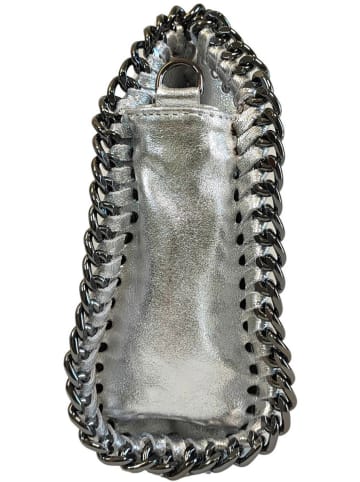 ORE10 Skórzana torebka w kolorze srebrnym - 22 x 23 x 6 cm