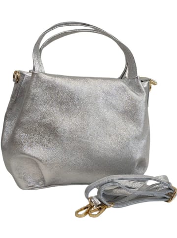 ORE10 Skórzana torebka w kolorze srebrnym - 34 x 21 x 13 cm