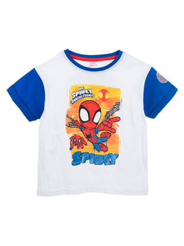 Spiderman Koszulka "Spidey i super-kumple" w kolorze biało-niebieskim ze wzorem