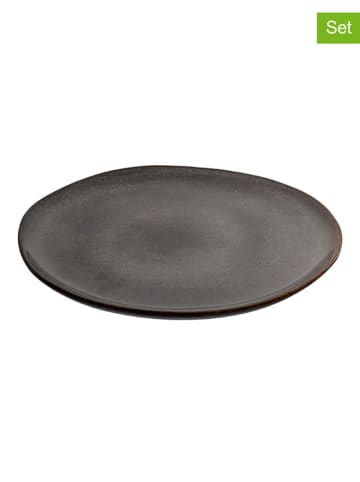 House Nordic 4er-Set: Dessertteller "Selma" in Hellgrau/ Braun - Ø 21 cm