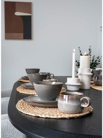 House Nordic 4-delige set: dessertborden "Selma" lichtgrijs/bruin - Ø 21 cm