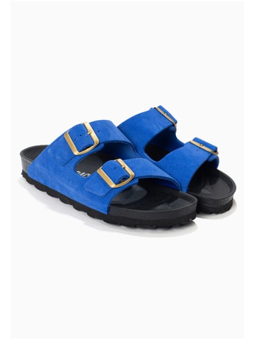 BACKSUN Leren slippers "Bali" blauw
