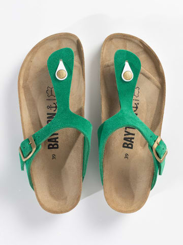 BAYTON Leren teenslippers "Mercure" groen