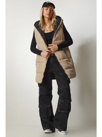 Happiness Istanbul Wende-Weste in Schwarz/ Beige