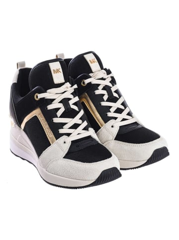 Michael Kors Skórzane sneakersy w kolorze czarno-złoto-białym na koturnie