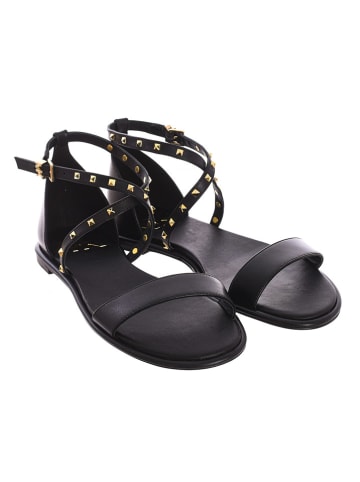 Michael Kors Leder-Sandalen in Schwarz/ Gold