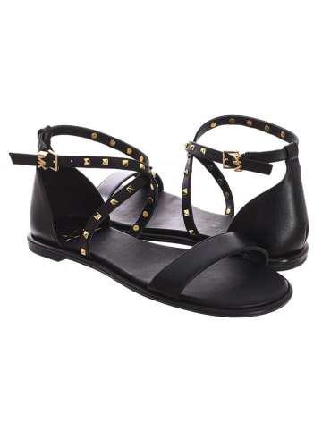 Michael Kors Leder-Sandalen in Schwarz/ Gold