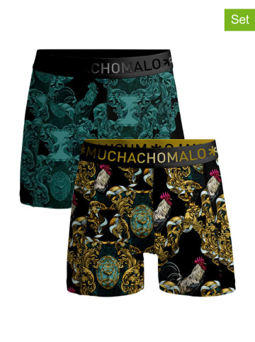 Muchachomalo 2er-Set: Boxershorts in Schwarz/ Grün