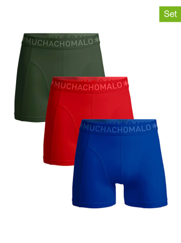 Muchachomalo 3er-Set: Boxershorts in Khaki/ Rot/ Blau