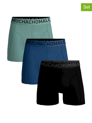Muchachomalo 3er-Set: Boxershorts in Grün/ Blau/ Schwarz
