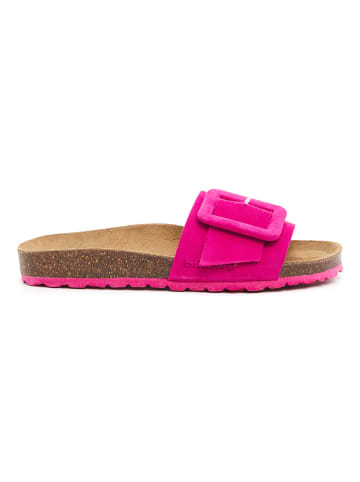 billowy Leder-Pantoletten in Pink