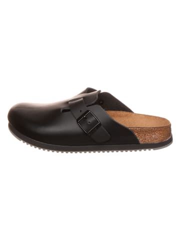 Birkenstock Leder-Clogs "Boston" in Schwarz - Weite S