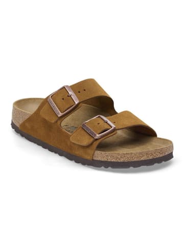 Birkenstock Leren slippers "Arizona" lichtbruin - wijdte N