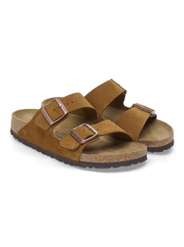 Birkenstock Leren slippers "Arizona" lichtbruin - wijdte N