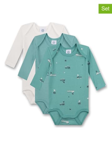 Sanetta 3-delige set: rompers turquoise/wit