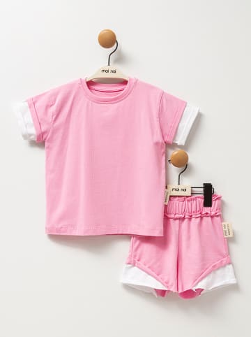 Moi Noi 2-delige outfit roze/wit