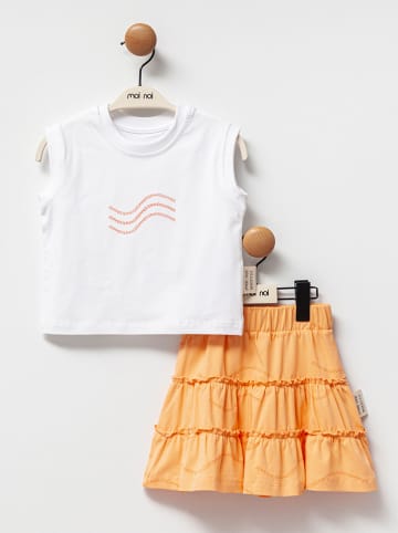 Moi Noi 2tlg. Outfit in Weiß/ Orange