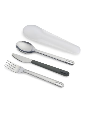 JosephJoseph 3tlg. Reise-Besteckset "Go Eat" in Silber
