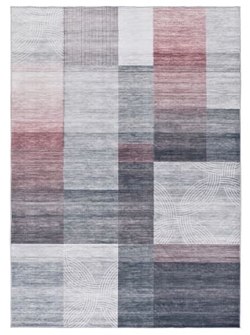 Atticgo Kurzflor-Teppich "Class" in Hellgrau/ Rot