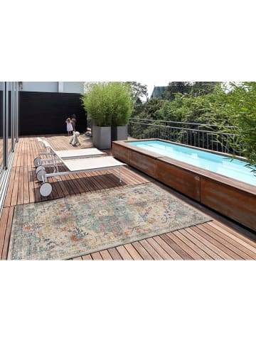 Moma Outdoor-Teppich "Luna" in Creme/ Türkis/ Orange