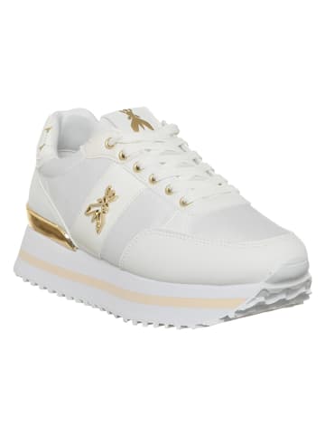 Patrizia Pepe Leren sneakers wit/goud/goudkleurig