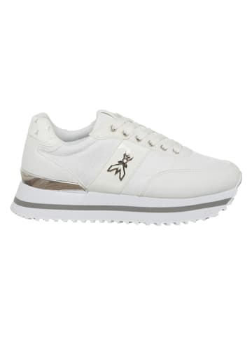 Patrizia Pepe Skórzane sneakersy w kolorze srebrno-białym