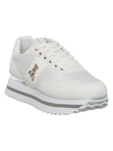 Patrizia Pepe Leder-Sneakers in Weiß/ Silber