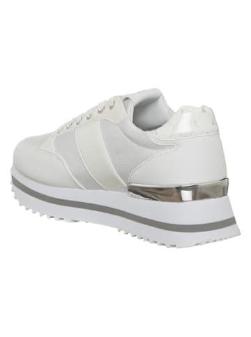 Patrizia Pepe Leder-Sneakers in Weiß/ Silber
